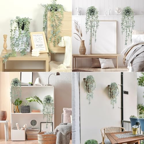 CSGHMM 2 Pcs Artificial Eucalyptus Hanging Plant - Fake Trailing Ivy Decor for Kitchen, Bathroom,Office - Faux Greenery Hanging Baskets for Indoor Wall Shelf Decor,Front Garden Aesthetic - Cosy Home Interiors CSGHMM 2 Pcs Artificial Eucalyptus Hanging Plant - Fake Trailing Ivy Decor for Kitchen, Bathroom,Office - Faux Greenery Hanging Baskets for Indoor Wall Shelf Decor,Front Garden Aesthetic - Image 6