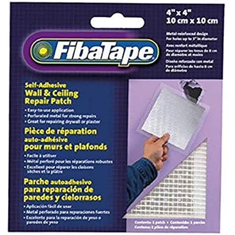 FibaTape FDW6836-U 4-by 4-Inch Self-Adhesive Perforated Aluminum Wall and Ceiling Repair Patch, White Cover
