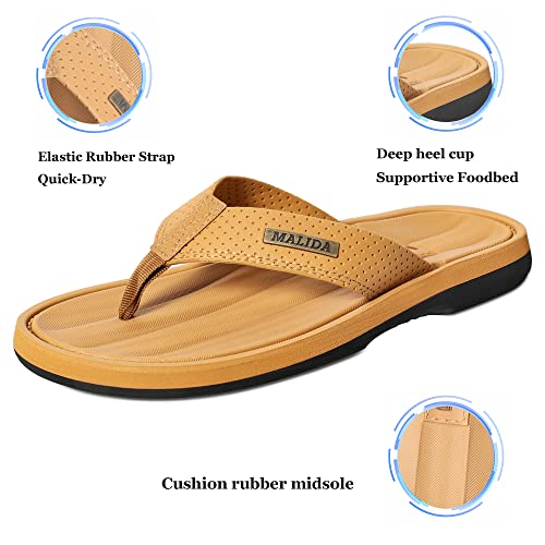 Image of MALIDA Mens Flip Flops Non-Slip Bathroom Shower Shoes Waterproof Cushion foam Indoor and Outdoor Thong Sandals