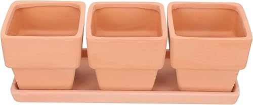 Yardwe 3 macetas de arcilla de terracota cuadradas de cerámica para cactus de cerámica, macetas para suculentas, macetas de vivero, macetas de