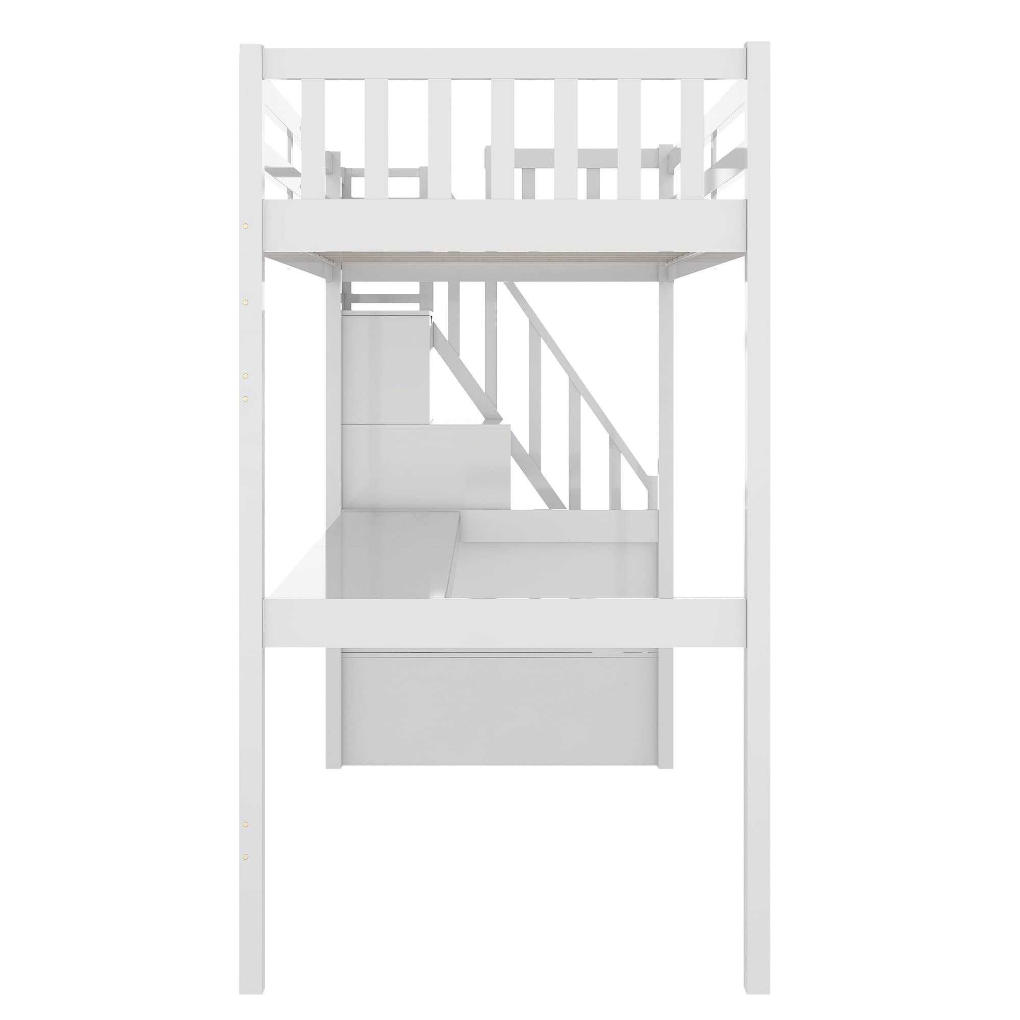 Buy SOFTSEA Twin High Loft Bed With Staircase And Desk Kid s Solid