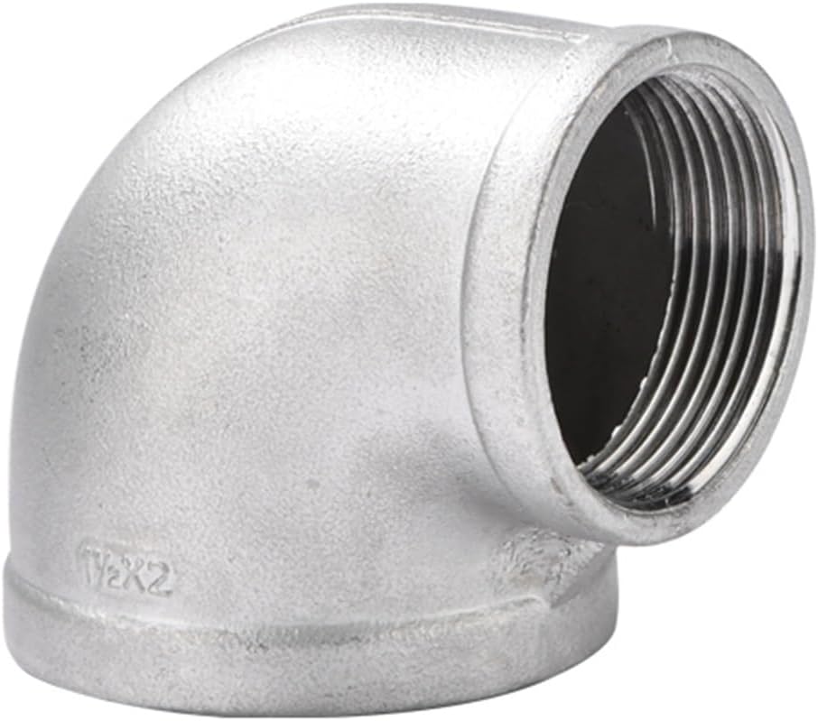 Stainless Steel Elbow 1/4" 3/8" 1/2" 3/4" 1" BSP Female to Female Thread 304 Stainless Steel Elbow 90 Degree Pipe Fitting Reducer Connector Coupler(1-1l2 x G1)