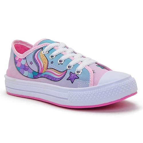 Tênis Infantil Star De Menina Feminino Cauda De Sereia Colorido Cano Baixo (24, Rosa)