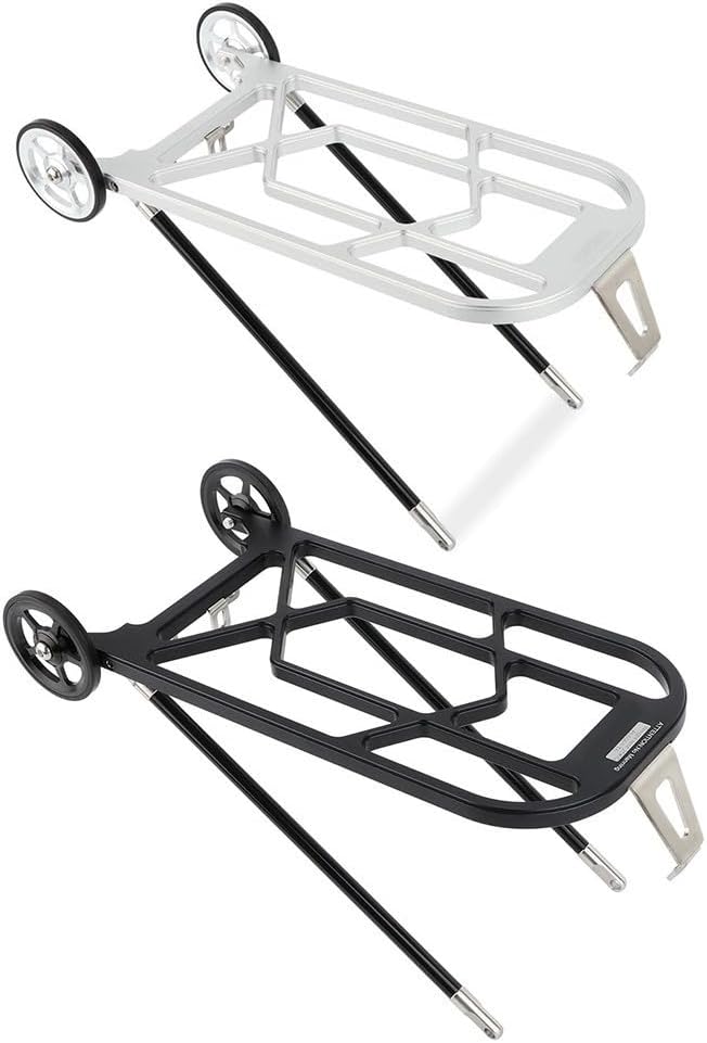 CNC Machined Aluminum Rear Cargo Rack For Brompton Folding Bicycle, Ultralight Alloy Luggage Holder Compatible With For 3Sixty United Trifold Models(black)