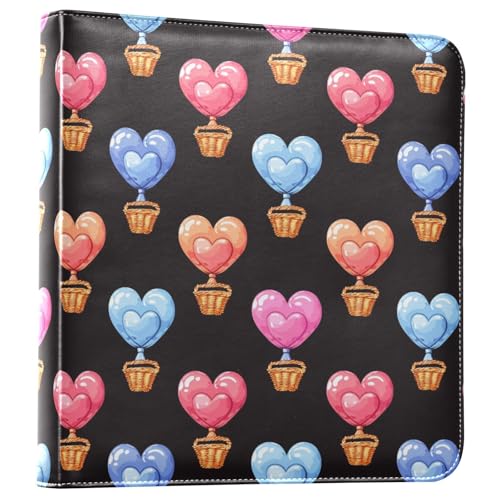 JIPONI Heart Love Ballon Large Photo Album, DIY Leather Cover Scrapbook Albums for 4x6 5x7 6x8 Pictures, Self Adhesive Memory Book for Wedding, Baby, Family