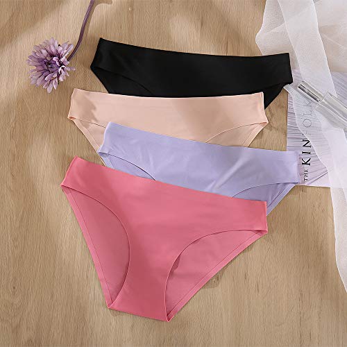 FINETOO 6 Pack Women’s Seamless Hipster Underwear No Show Panties Invisibles Briefs Soft Stretch Bikini Underwears XS-XXL(M)