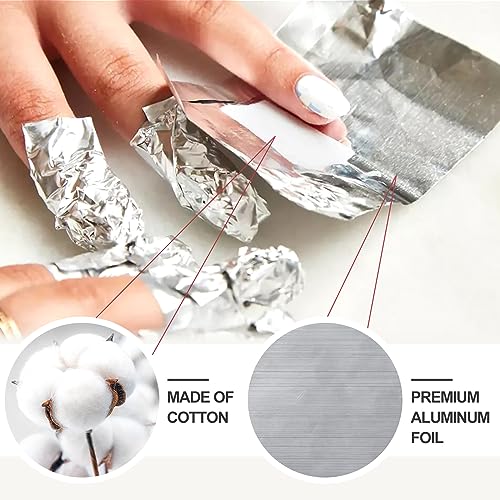 Qufiiry 200 Pcs Foil Nail Wraps, Nail Foils for Gel Nails, Nail Wraps, with Pre-attached Lint-Free Cotton Pads, Acetone Gel Polish Remover, for Fast & Gentle Soak Off Gel Polish Removing - Image 6