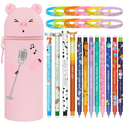 Kawaii Escolar Blanda 2 en 1 - Bolígrafos de gel borrables (Erasable Pen Stationery Set5)