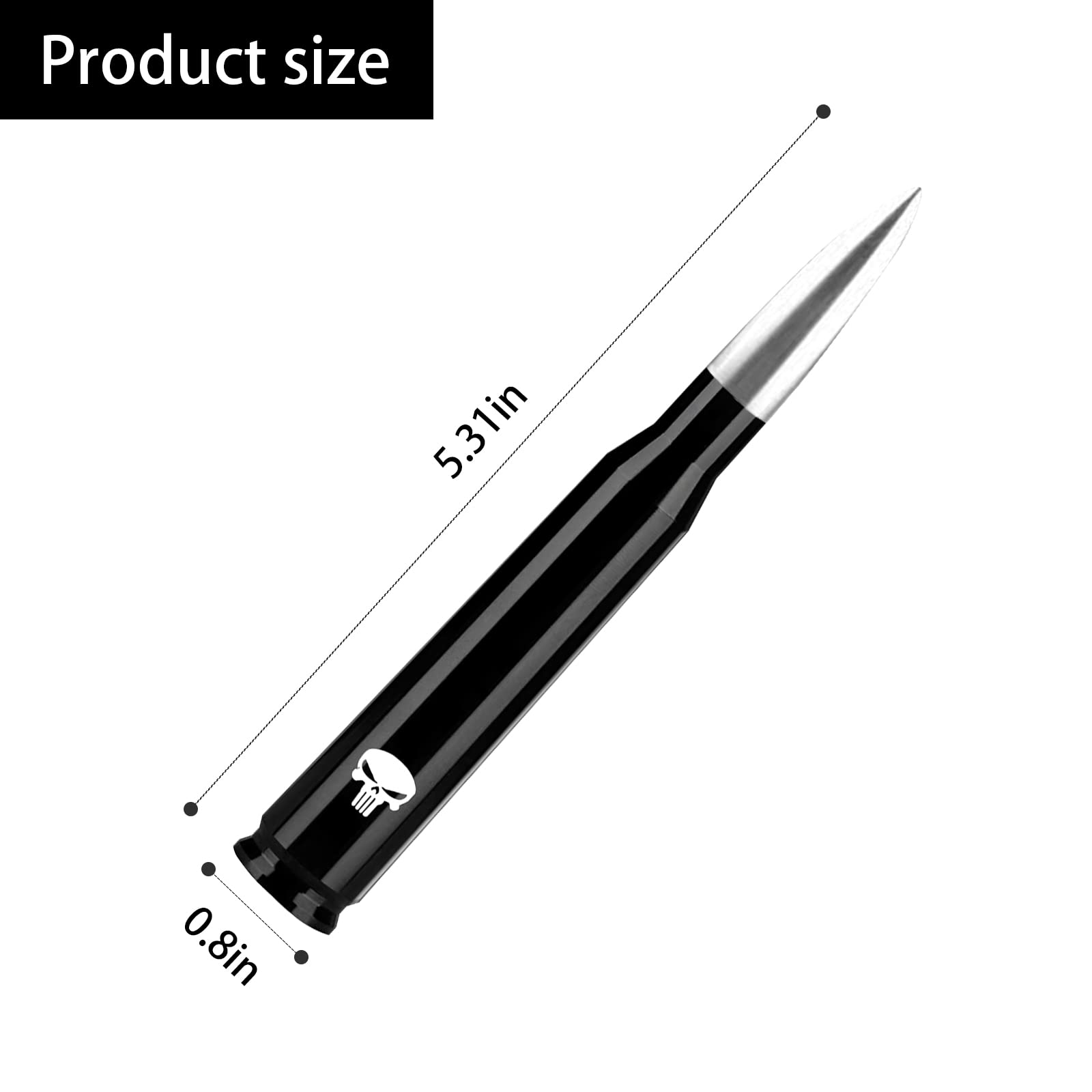 Ajxn 1 PC Car Truck Bullet Antenna, Auto Antenna Mast, Suitable for GM Chevy Silverado 1500 2500 3500 HD Avalanche GMC Sierra 1500 2500 3500 Denali Heavy Duty Pickup Trucks Accessories (Silver #1)