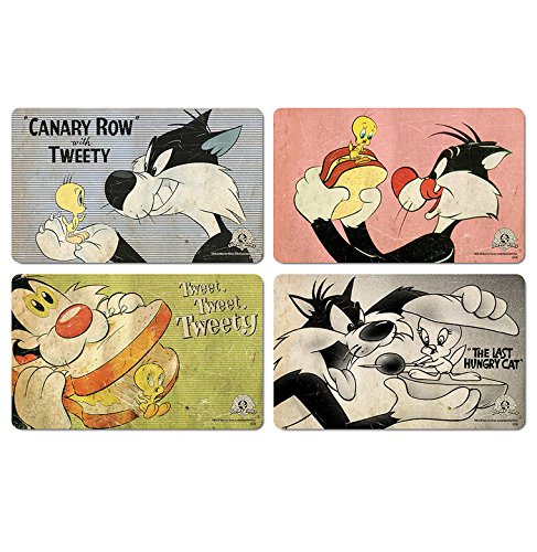 Logoshirt Multicolor Logoshirt® Looney Tunes I Tweety & Sylvester I Breakfast Board I Chopping Board I 23X14cm I Set Of 4 I Dishwasher Safe & Heat Resistant I Licensed