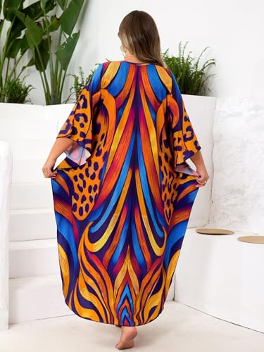 Image of Kaftan Dress for Women - Plus Size Caftan Maxi Beach Dress Moo Moos Loungewear, Swimsuit Cover Up for Beach, Pool or Vacation