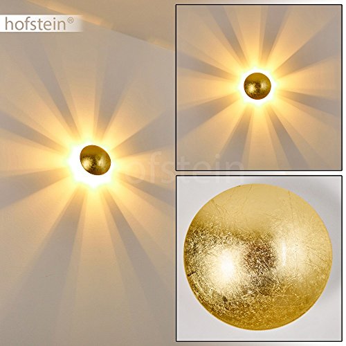 Wandlampe Mezia, runde Wandleuchte aus Metall in Gold mit Lichtspiel an der Wand, 1 x G9, Innenwandleuchte mit Strahlen-Effekt in Struktur-Gold-Optik, ohne Leuchtmittel