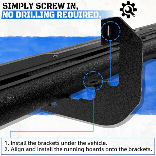 Image of Crew Cab Running Boards Side Steps Compatible with 2019-2025 Chevy Silverado & GMC Sierra 1500 (Excl 2019 Ld /Lt), 2020-2025 Chevrolet Silverado /GMC Sierra 2500 HD 3500 HD Crew Cab Black