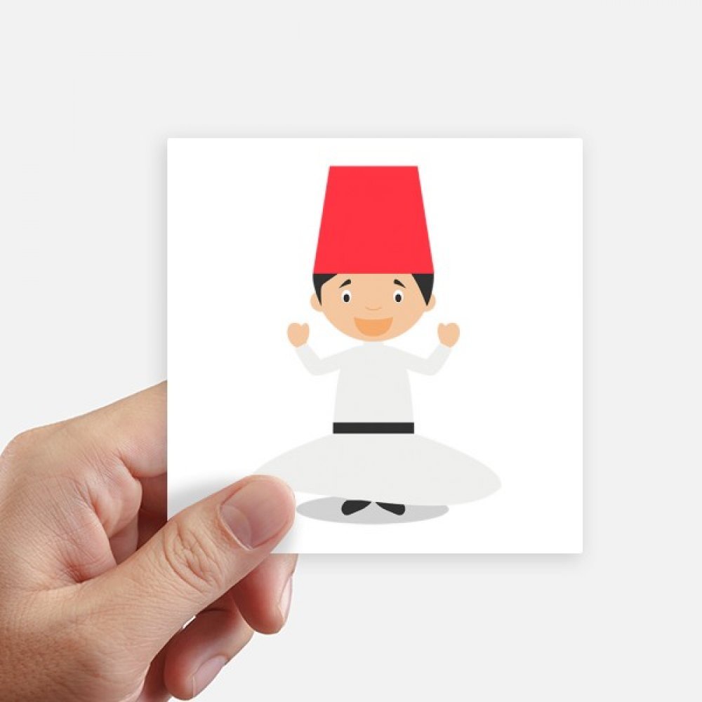 Autocollant carré 10CM de dessin animé derviche tourneur pour déco DIY (8 pièces)