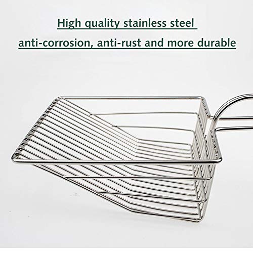 Peneiradora de lixo de aço inoxidável para gatos Peneiradora de cocô de gato com cabo longo Peneirin