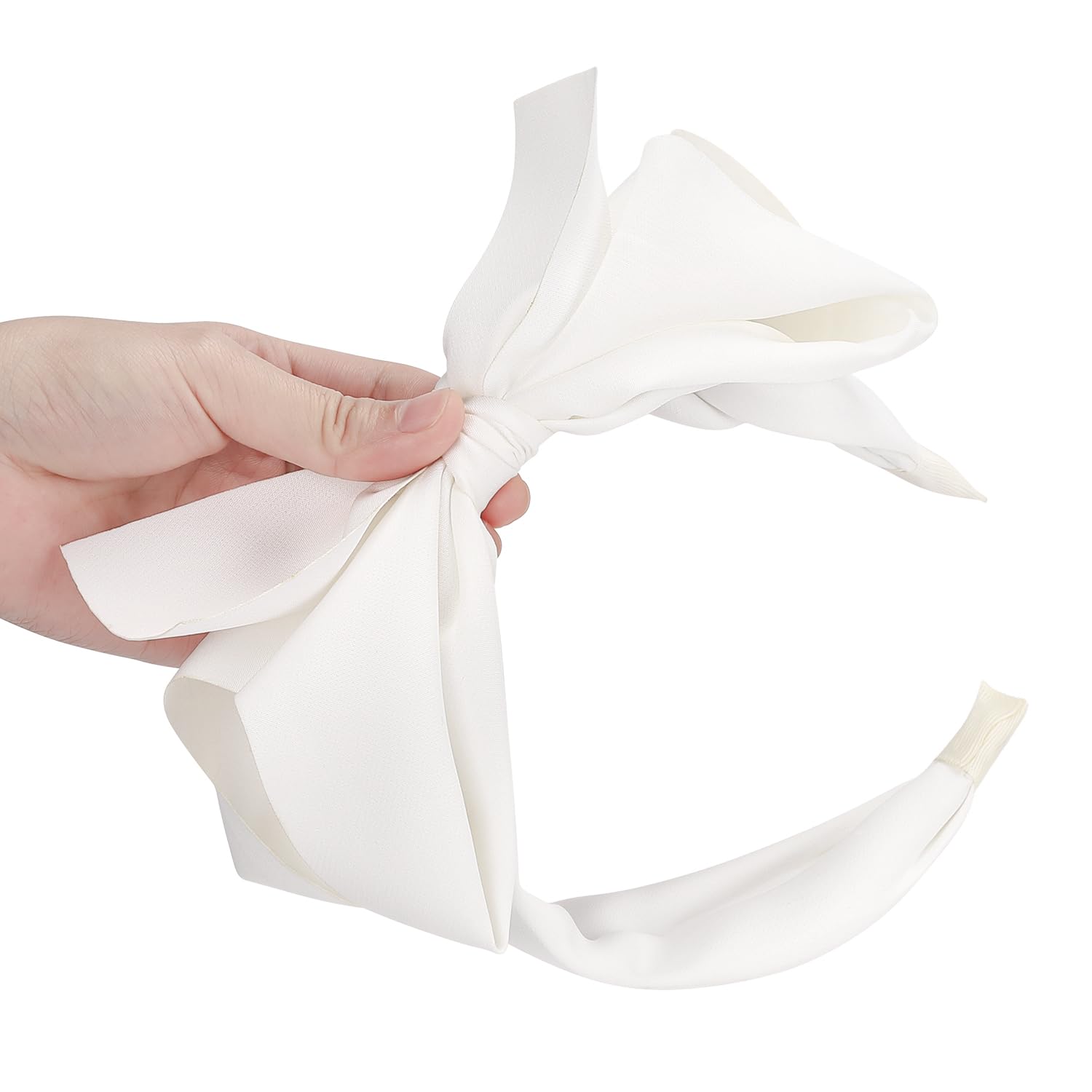 WantGor Big Bowknot Headbands for Women - Wide Turban Hair Band Bows Accessories (White) - Image 3