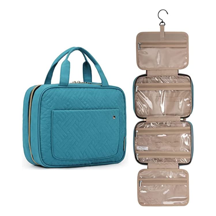 LIMOSToiletry Bag Travel Bag with Hanging Hook, Portable Makeup Organizer for Full Sized Toiletries. (Blue)