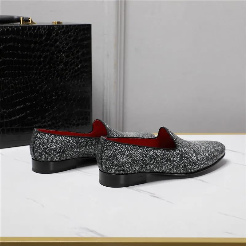 Authentic Real True Stingray Skin Men's Dress Loafers Genuine Exotic Leather High-end Craft Handmade Male Slip-on Shoes4