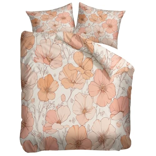Housse de Couette 200x200cm Anti-Plis en Microfibre Douce Rose Fleur - 7
