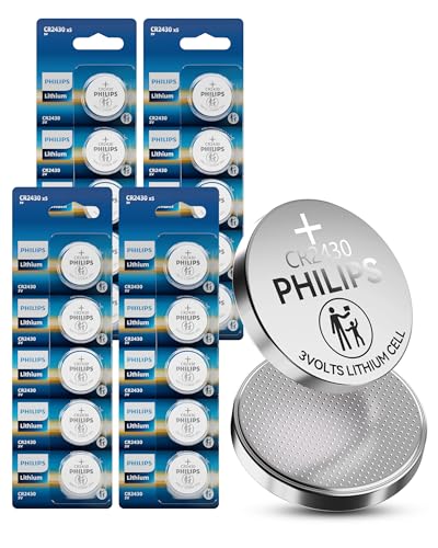 PHILIPS CR2430 3V Lithium Button Cell Battery 20 Pack 10 Year Shelf Life