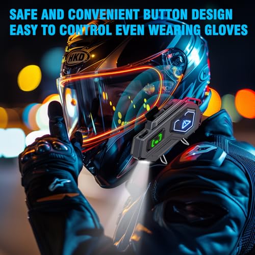 Image of EDYELL C8 Pro Motorcycle Bluetooth Headset,LED Emergency Lights,HiFi Stereo Calls,Wireless 50MM Earphone Helmet Bluetooth,IPX6 Waterproof,Compatible with All Helmets