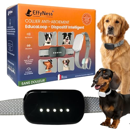 Collier Anti Aboiement Chien - Innovation 2025 : résultat Stop immédiat - Dressage Automatique - Réglable - 5 Niveaux - Rechargeable - électro-Stimulation Douce - Petits et Gros Chiens - EducaLoop