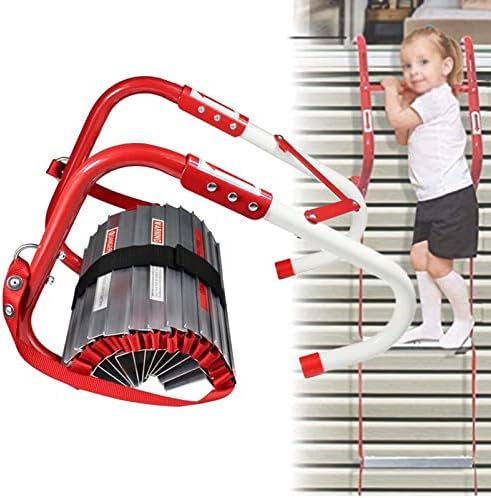 Emergency Fire Escape Ladder, Reusable Safety Escape Ladder with Anti-Slip Rungs and Wide Steps V Center, Portable Rope Ladder for Indoor Outdoor and Playground ,32FT/10M