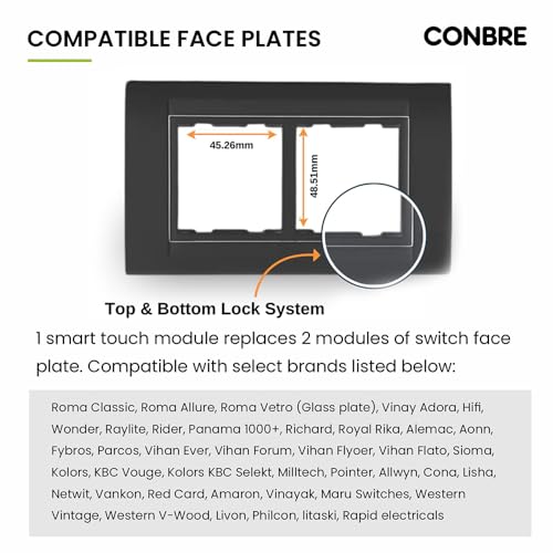 CONBRE SW2 Wi-Fi Smart Modular 2 Gang Touch Switch for Home automation | Suitable for upto 1.5 ton AC, gyser & 16A switch socket etc | Compatible with Alexa, google Assistance & Siri (White) 7 518+ITj3owL