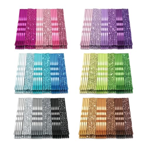 144 Pack Glitter Bobby Pins for Women and Girls, Colorful Metal Hair Pins for Styling, Invisible Hair Clips for Multiple Hairstyles, Shiny Bobby Pin Accessories for Daily Hair Styling