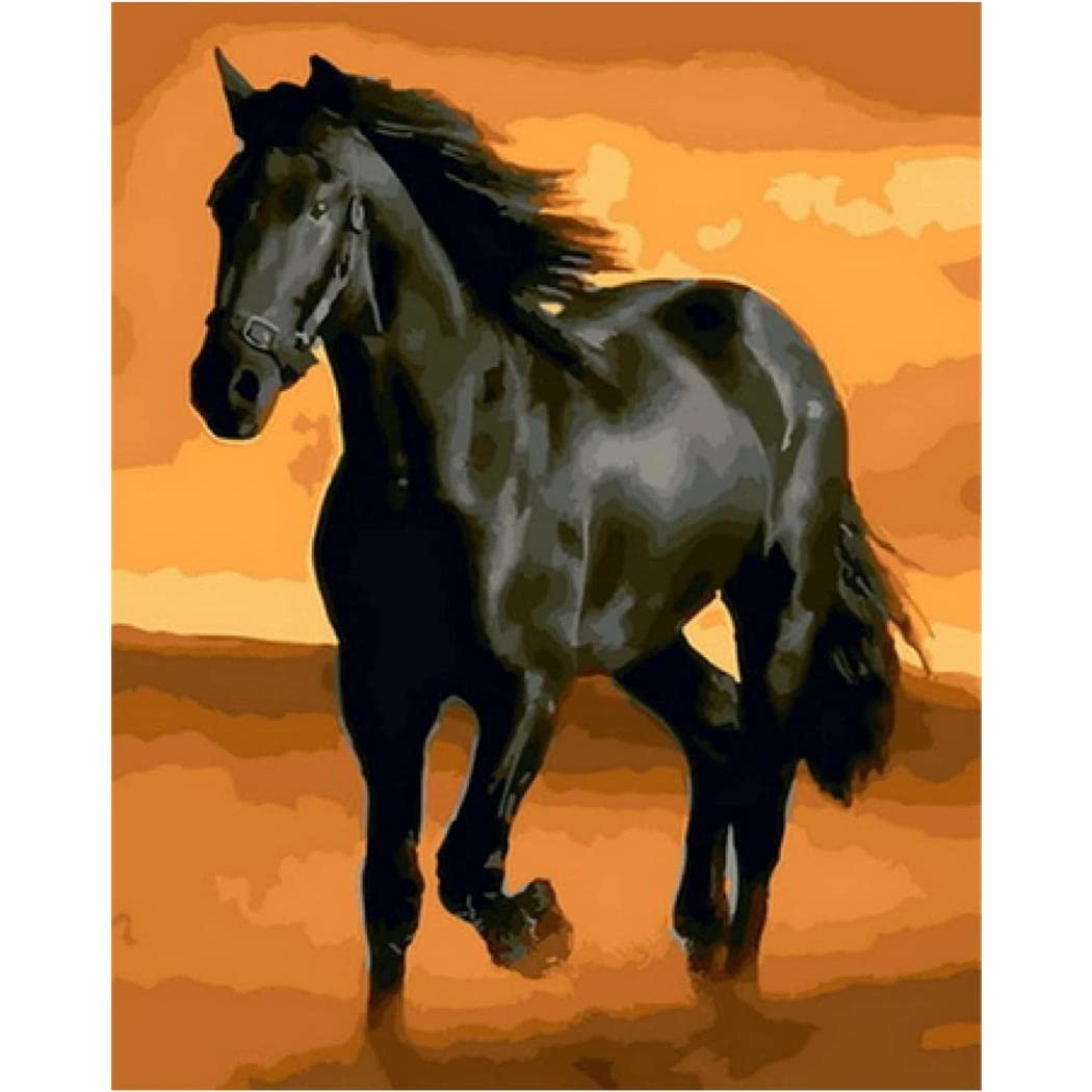 YEESAM ART Quadro Fai Da Te Con Numeri – Quattro Cavalli In Corsa, Tela 40x50 Cm - Pittura Per Adulti E Bambini - 3