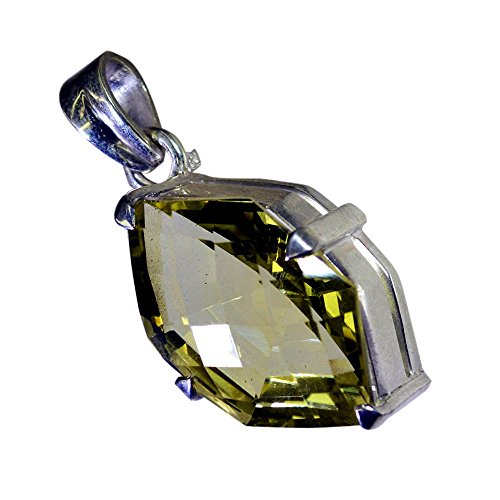 Pendentif Citron Quartz pour Les Femmes collier argent 925 fait main