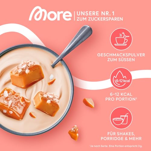 MORE Chunky Flavour, Salted Caramel, 150 g, vegan, Geschmackspulver zum Süßen, ohne viel Zucker und Kalorien, mit Inulin und Laktase - made in Germany