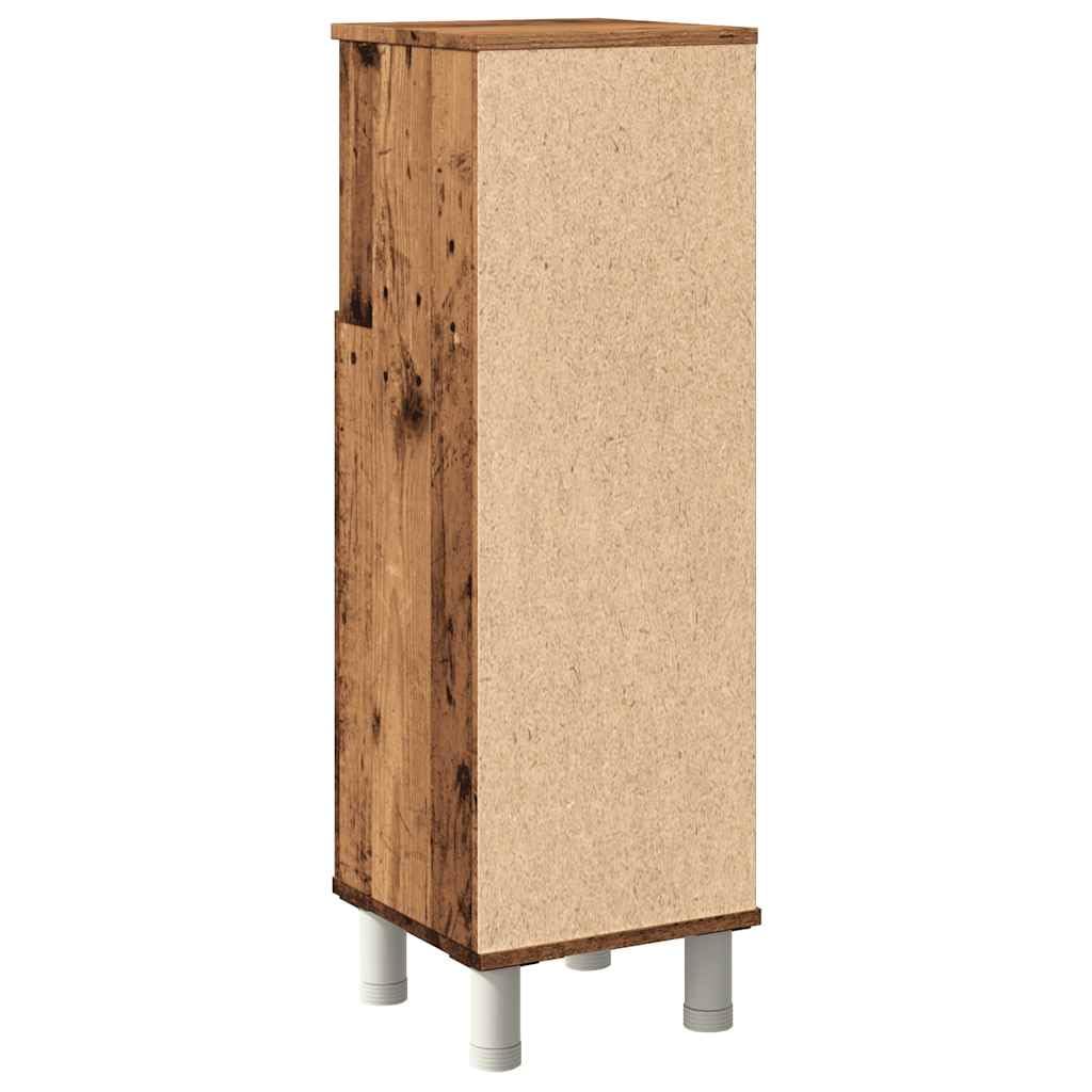 Szafka łazienkowa o wyglądzie starego drewna, 30 x 30 x 95 cm, materiał drewnopochodny, szafka łazienkowa z drzwiami, miejsce do przechowywania środków czyszczących, odporna na wilgoć, trwała