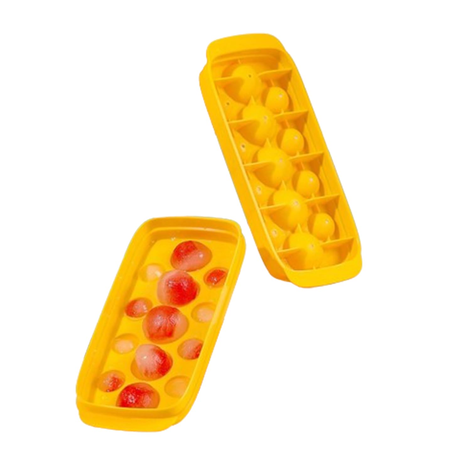 Leeonz 1PCS Round Ice Cube Tray with Lid Ice Ball Maker Mold for Freezer with Container Mini Circle Ice Cube Tray Making Sphere Ice Chilling Cocktail Whiskey Tea Coffee(Without Ice Container,Cream)