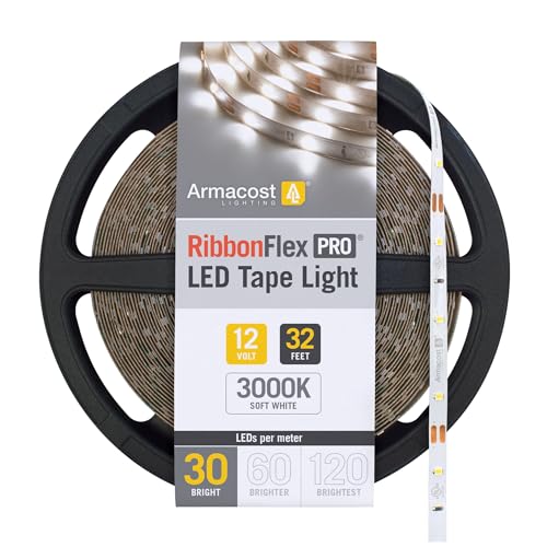 Armacost Lighting RibbonFlex Pro 12V White LED Strip Lights 30 LED/m, 3000K, 32.8 ft, 141250
