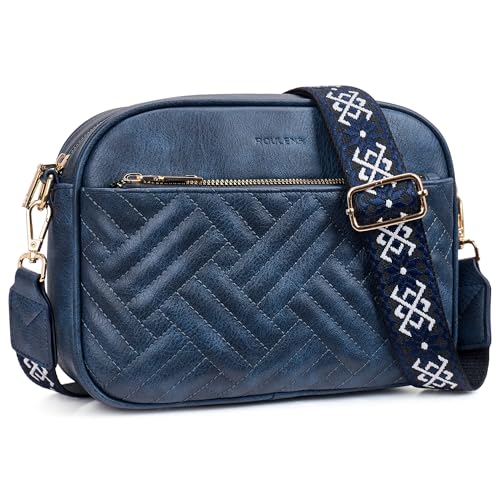 Roulens Bolsos Bandolera Para Mujer con Cuero PU,Bolso Pequeño Bandolera para Damas Mujeres con Correa Ancha Ajustable Y ExtraíBle