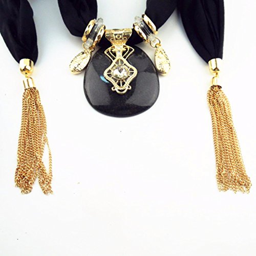 Écharpe femme collier pendentif goutte d'eau gris accessoire mode - 4