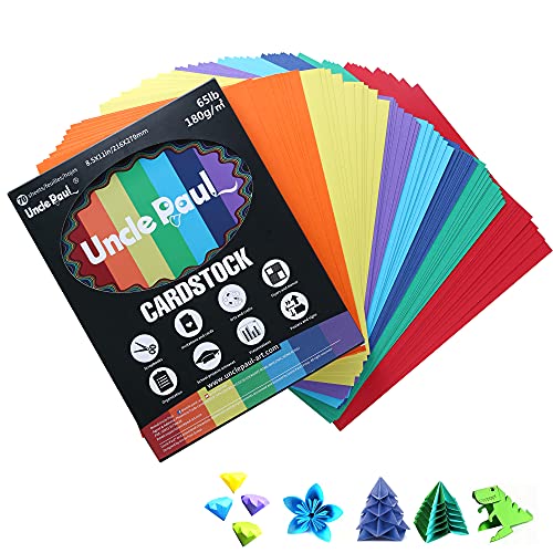 Colored Cardstock - 8.5 x 11 inch 70 Sheets 7 Colors Paper 65Ib 180g UAP01