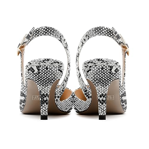 SKYSTERRY Womens Pointed Toe Party Patent Fashion Slingback Buckle Stiletto Mid Heel Pumps Shoes 2.5 Inch4