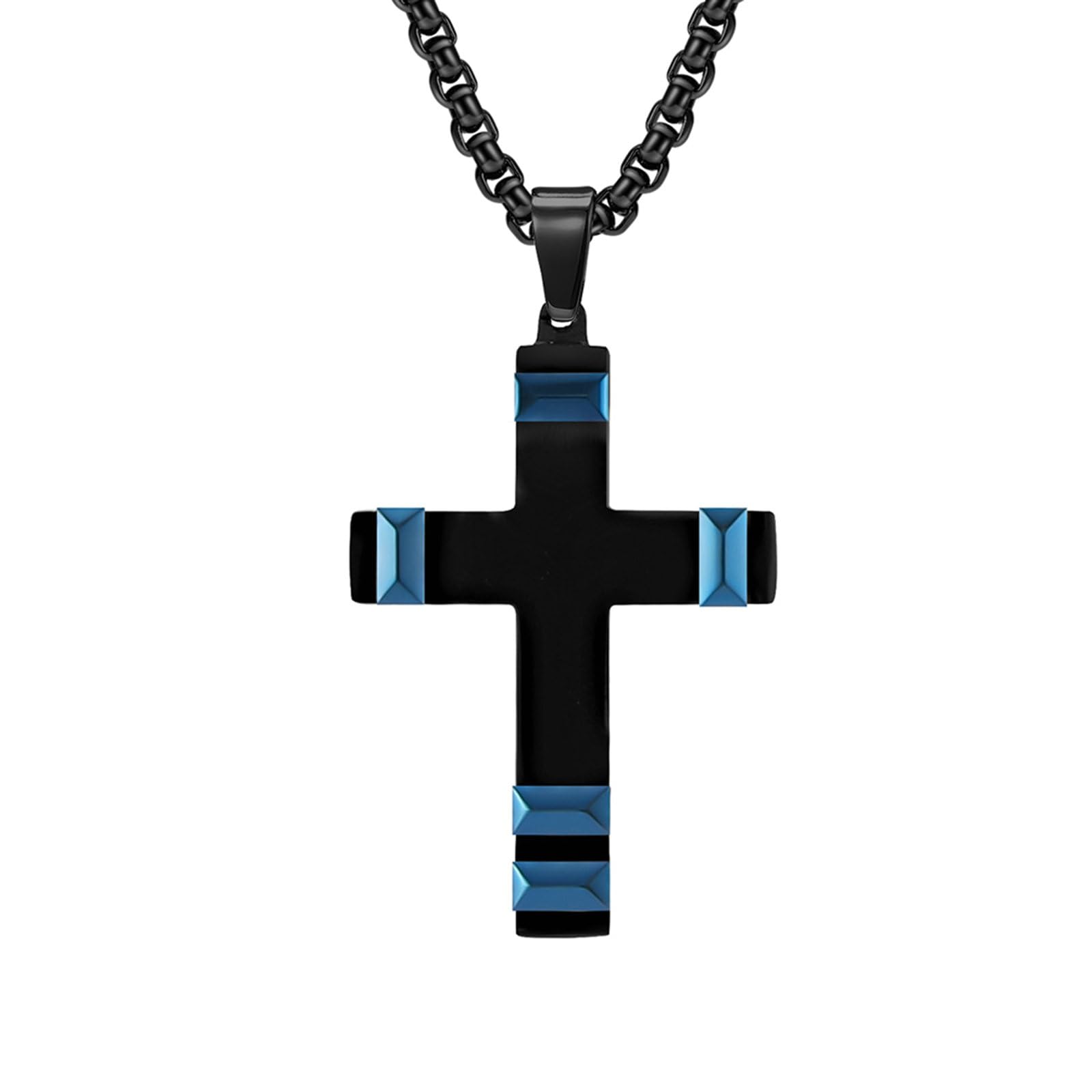Collana Pendente Donna in Acciaio Oro Nero Collana Pendentes Geometria di Colori Contrastanti Incrociati