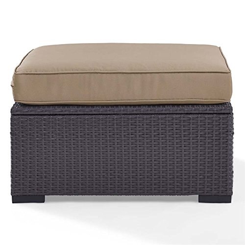 Afuera Living Wicker/Rattan & Fabric Patio Ottoman in Mocha/Brown