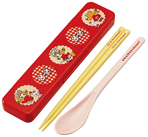 スケーター(Skater) 箸 スプーン コンビセット 18cm 抗菌加工 お弁当 大人用 シリコンクッション付きで音がならない 日本製 スイマー いちごちゃん CCS3SAAG-A