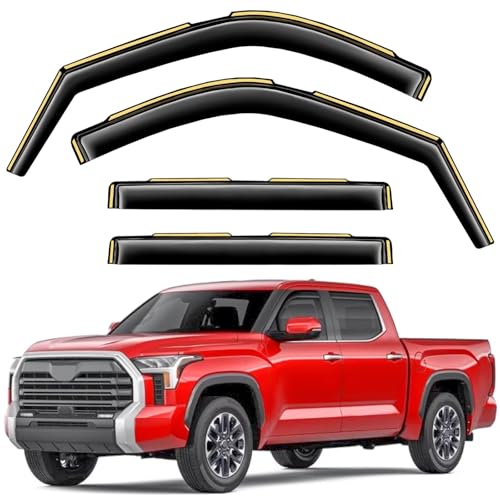 Saleago in-Channel Window Rain Guards Fit for Truck Toyota Tundra 2022 2023 2024 2025 2026 CrewMax Extra Durable Window Visors Window Deflectors Vent Visors Vent Shades Car Accessories-4 pcs 2-Q13