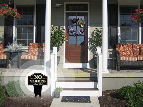 Signs Authority No Soliciting Sign For House Reflective Outdoor Yard Signs For Home/Business | 15"X9.5" Dibond Aluminum No Soliciting Yard Sign | No Soliciting, Deter Door Knockers And Bell Ringer #TOP2