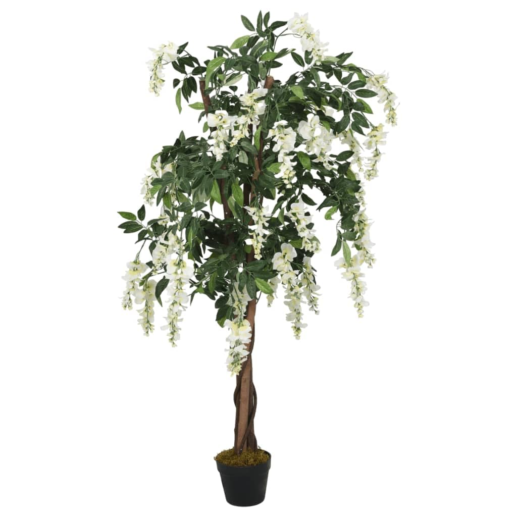 Sztuczna Wisteria 200 cm, 1470 Liści, Zielono-Biała, w Doniczce