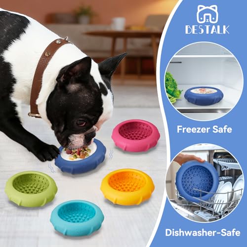 Image of Dog Lick Bowl, Bestalk Wobbly Freeze Bowl Enrichment Feeder for Dogs, Anxiety Relief Lick Mat Puzzle Toy for Distraction, BPA Free Silicone, Dishwasher Safe(Dark Blue,L)