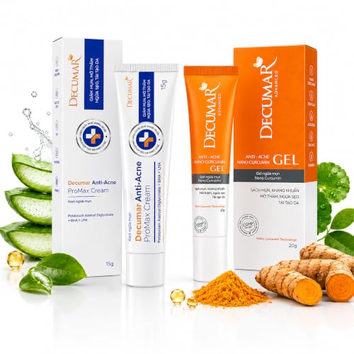 Decumar ProMax Blemish Spot Care Cream 15 g (0.53 oz) & Decumar Advanced Nano Curcumin Blemish Spot Care Gel 20 g (0.71 oz) Bundle for Oily & Blemish-Prone Skin with Salicylic Acid, Niacinamide