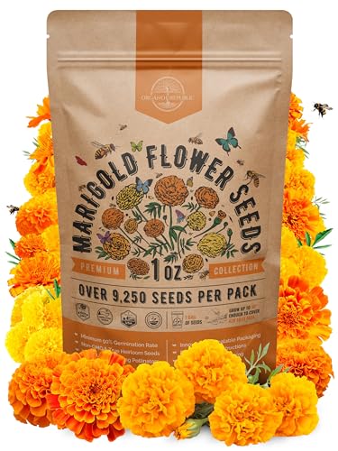 Marigold Seeds Pack 1 oz - Over 9,250 Non-GMO Heirloom...