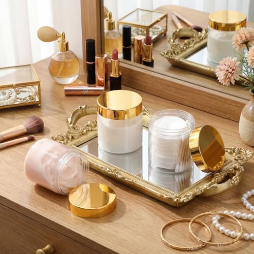 Image of Patelai 4 Pcs Plastic Jars Wide Mouth with Lids,8 Ounce,Gold