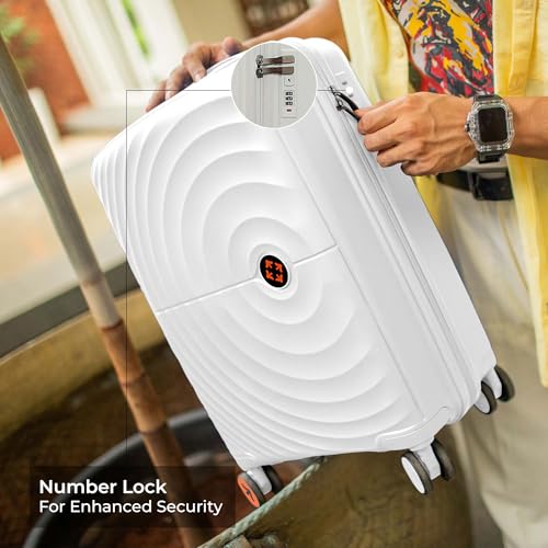 Image of Nasher Miles Seattle Hard-Sided Cabin Luggage 20 inch | 55cm | 8 Wheels Small Trolley Bag for Travel | Suitcase (White)
